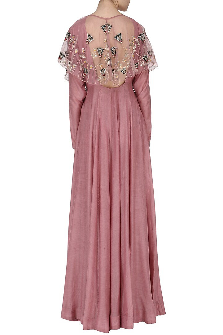 Dark muave embroidered anarkali with palazzo pants available only at Pernia's Pop Up Shop.