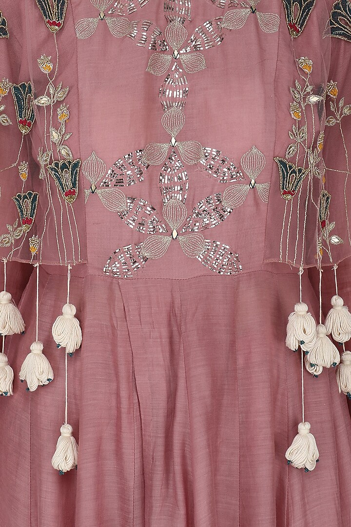 Dark muave embroidered anarkali with palazzo pants available only at Pernia's Pop Up Shop.