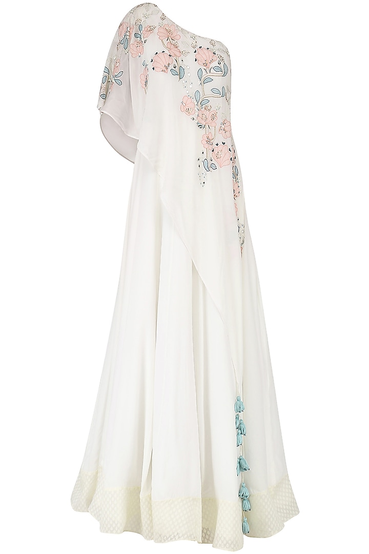 Off White Embroidered Anarkali Gown by Ek Soot