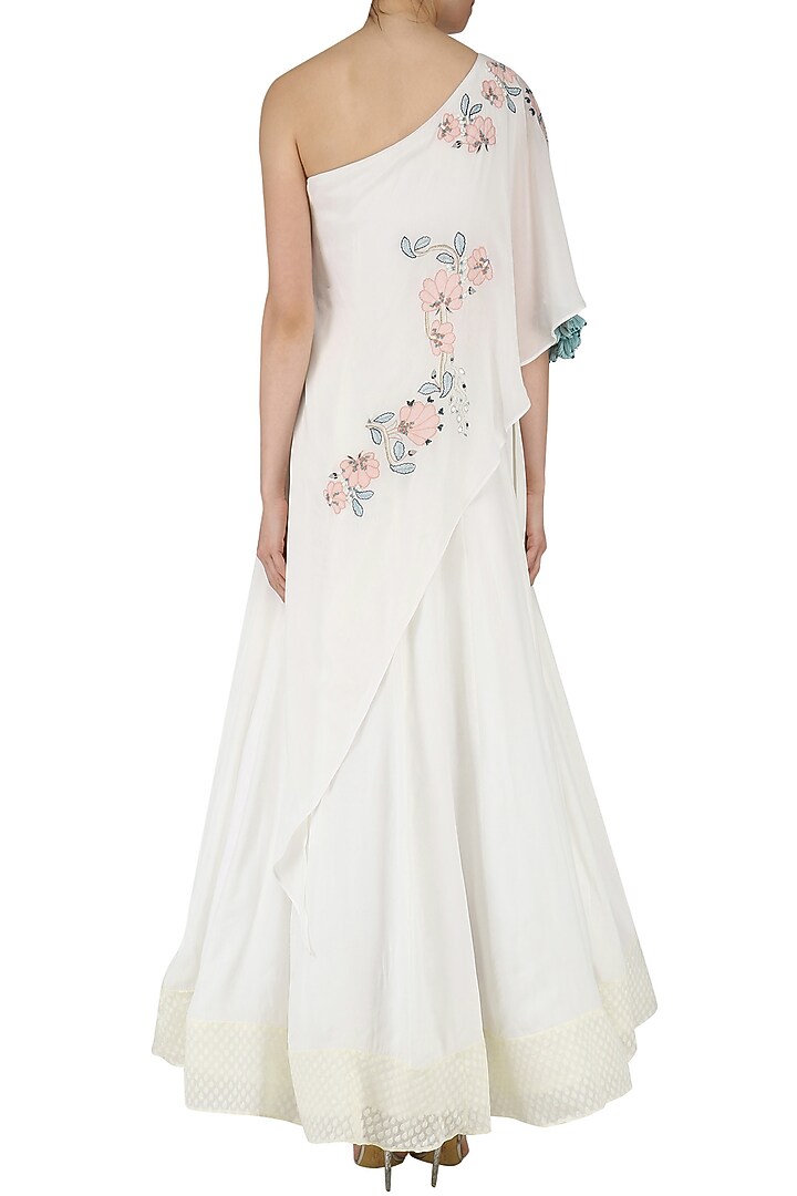 Off white embroidered anarkali gown available only at Pernia's Pop Up Shop.