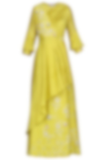 Lime embroidered anarkali gown available only at Pernia's Pop Up Shop.