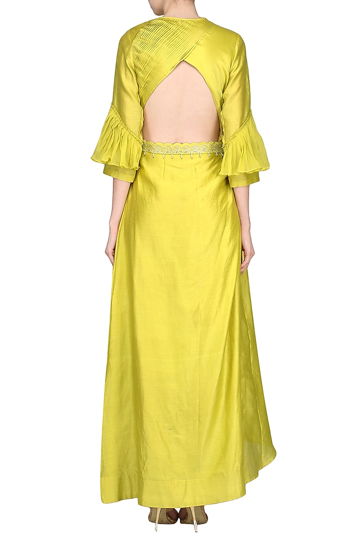 Lime embroidered anarkali gown available only at Pernia's Pop Up Shop.