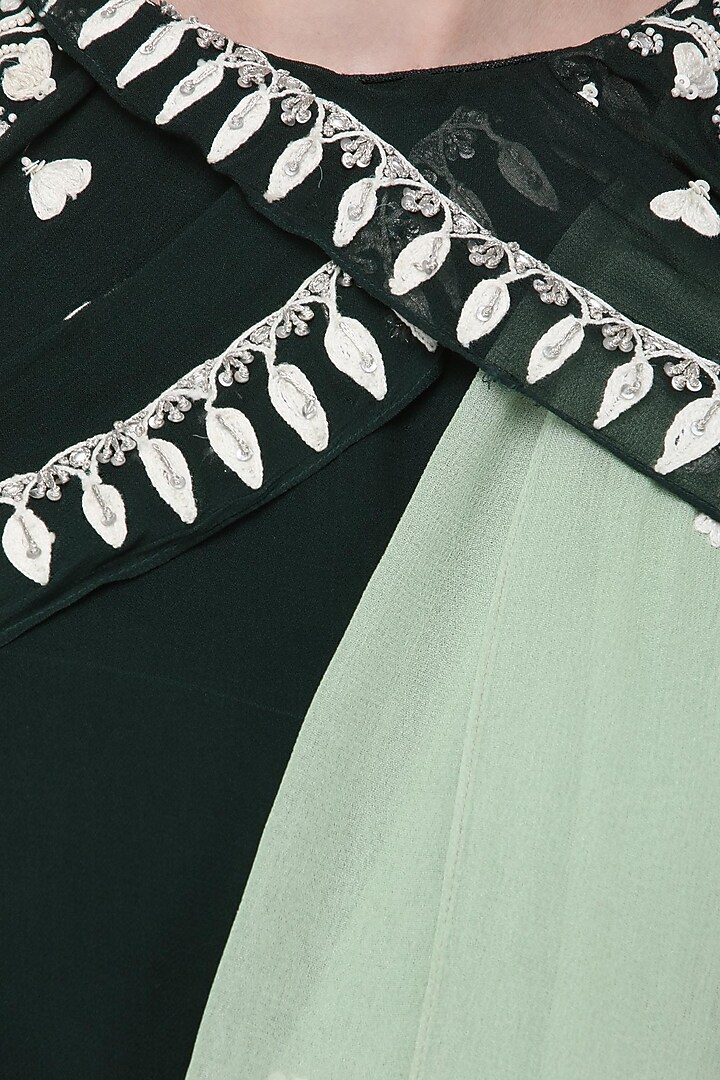 Pista green embroidered lehenga saree with blouse available only at Pernia's Pop Up Shop.