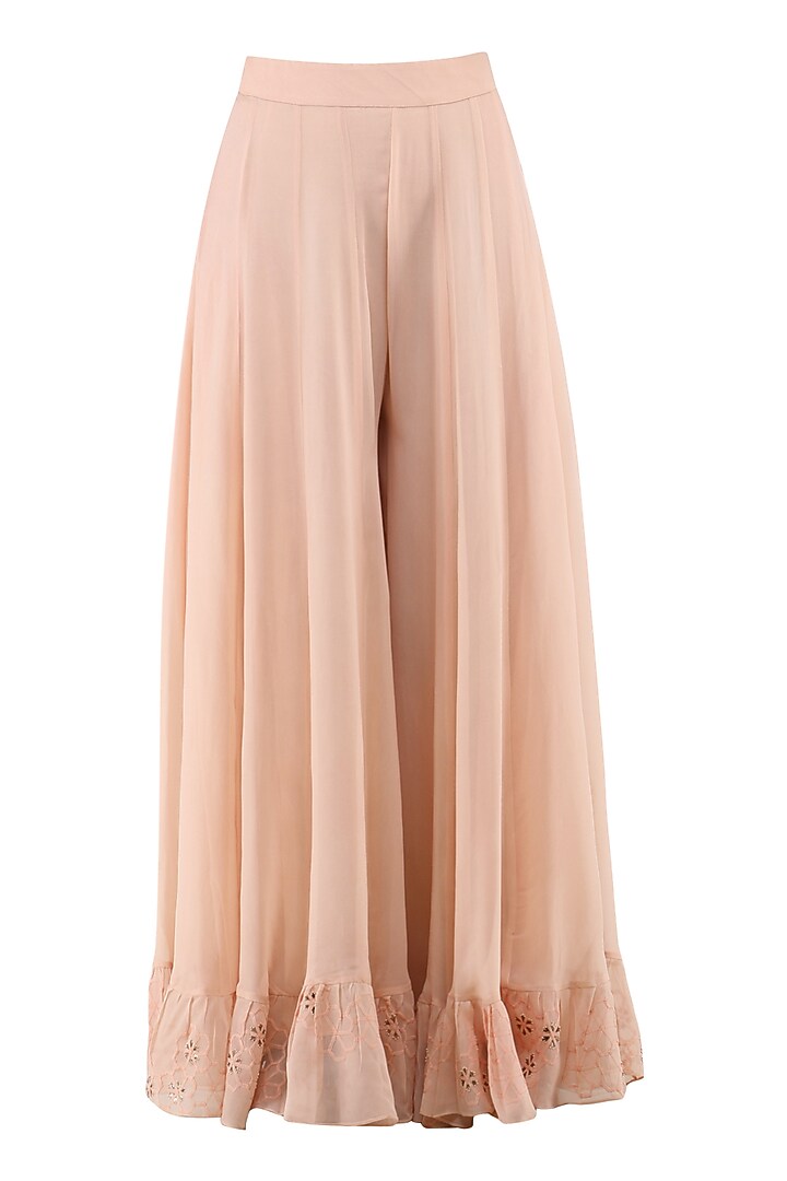 Peach embroidered kurta with sharara pants set available only at Pernia's Pop Up Shop.