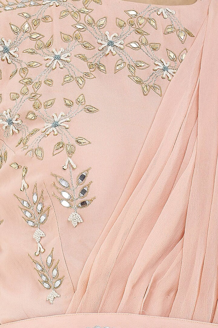 Peach embroidered kurta with sharara pants set available only at Pernia's Pop Up Shop.