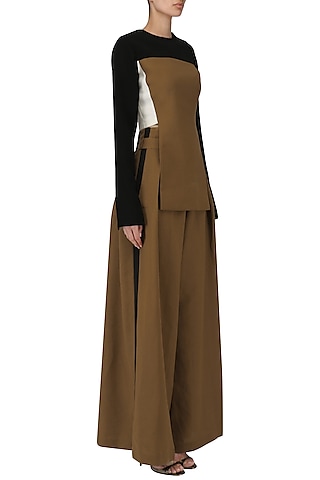 Tan Brown Top with Flared Pants by Esse