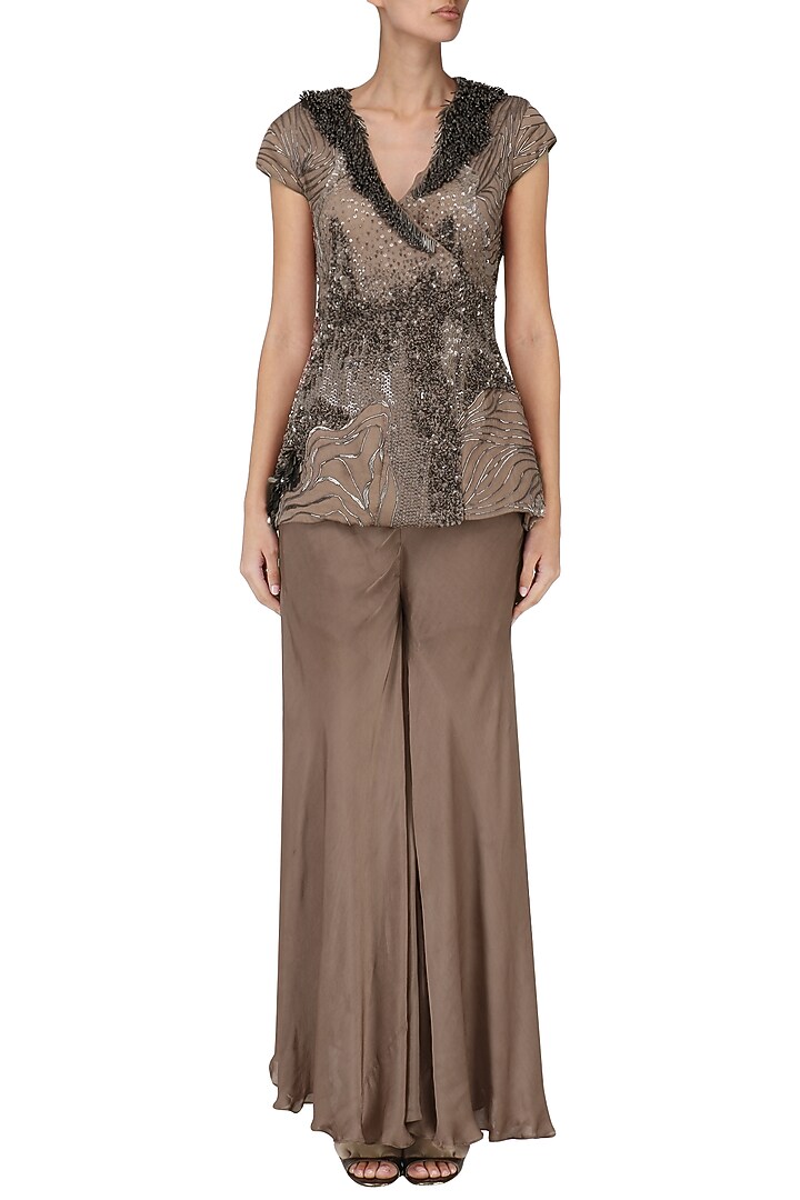 Dusty pink embroidered jacket with pants available only at Pernia's Pop Up Shop.