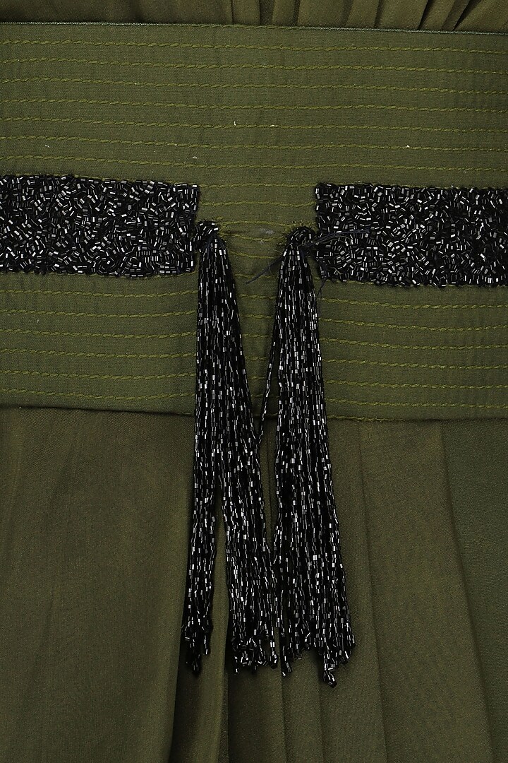 Deep green pre-stitched saree available only at Pernia's Pop Up Shop.
