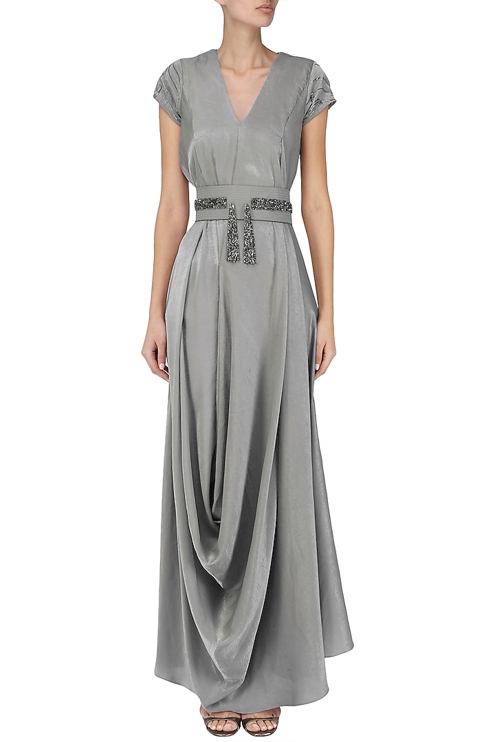Silver grey draped gown available only at Pernia's Pop Up Shop.