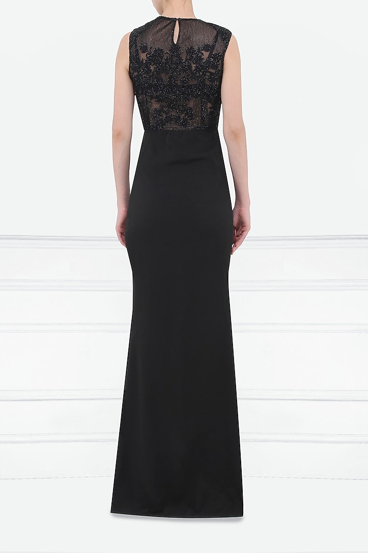 Black embroidered slit gown available only at Pernia's Pop Up Shop.