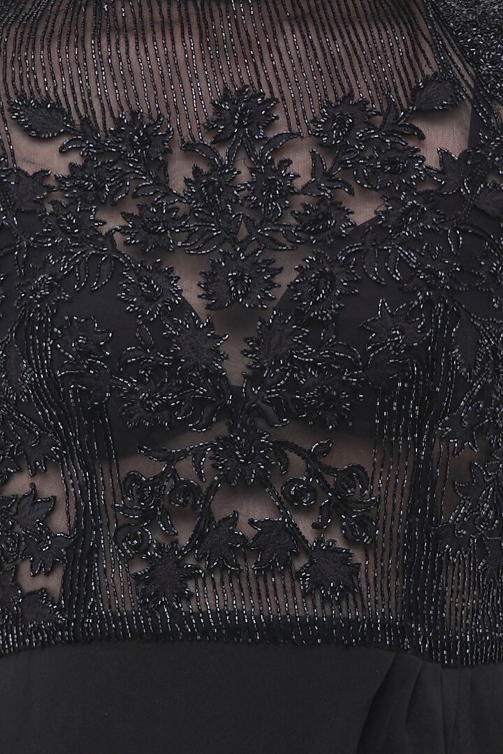 Black embroidered slit gown available only at Pernia's Pop Up Shop.