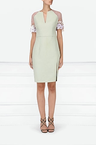 Mint Green Embroidered Dress by Esse