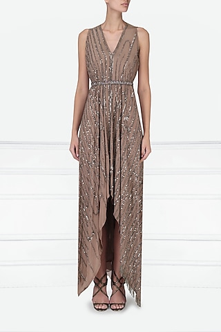 Dusty Pink Embroidered Asymmetrical Dress by Esse