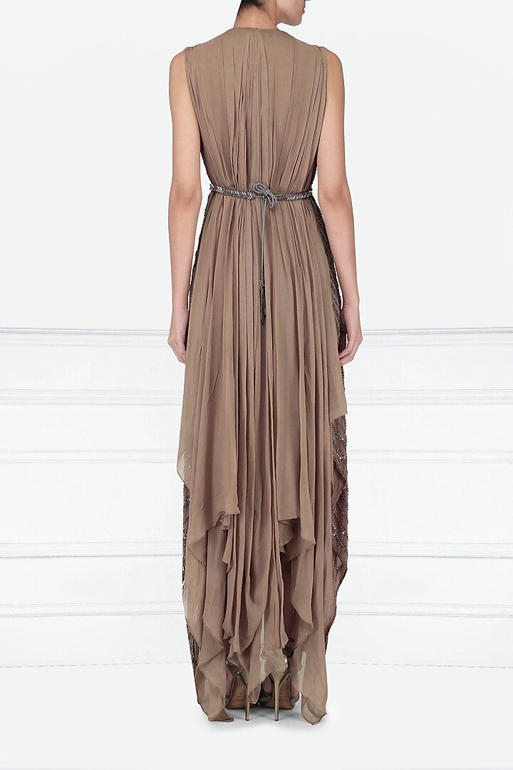 Dusty pink embroidered asymmetrical dress available only at Pernia's Pop Up Shop.