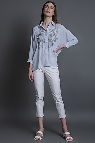 Surf Blue Floral Shirt by Estera