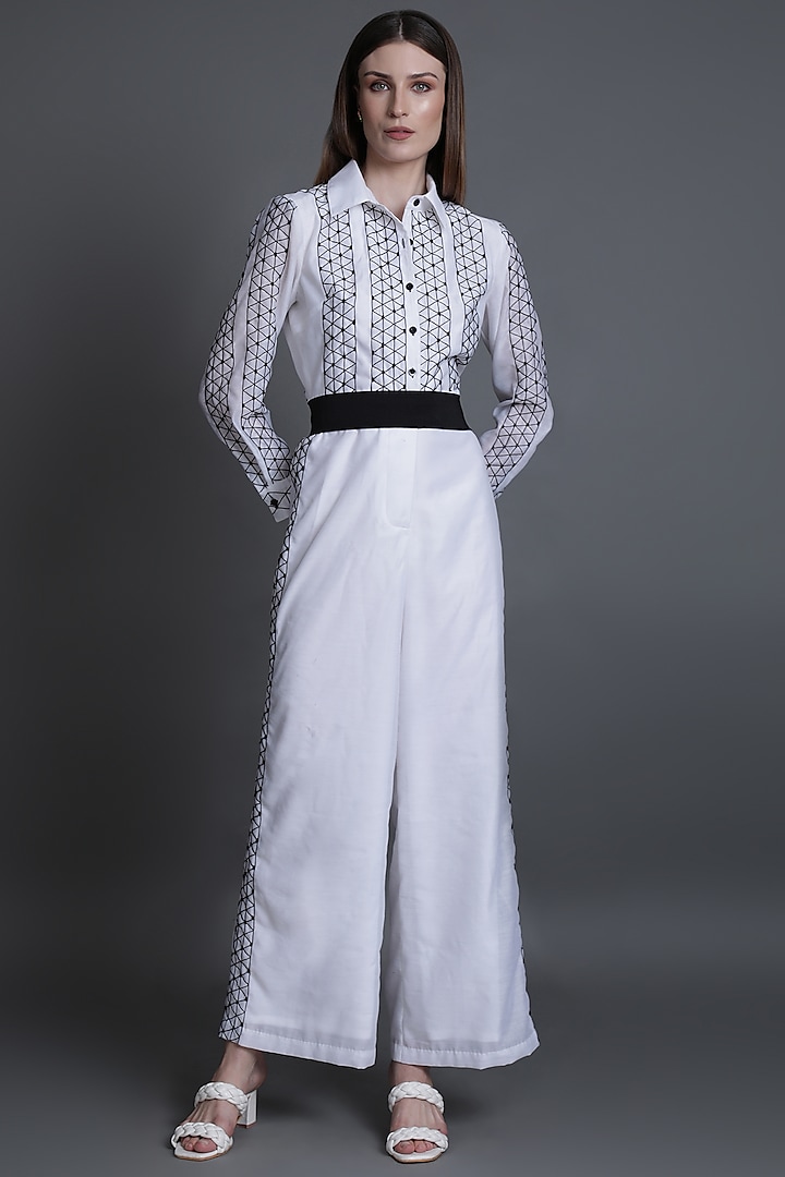 White Polyester Jumpsuit by Estera at Pernia's Pop Up Shop