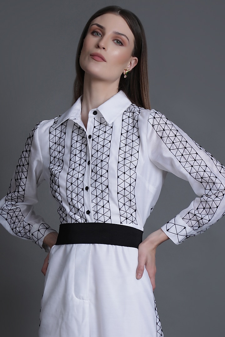 White Polyester Jumpsuit by Estera at Pernia's Pop Up Shop