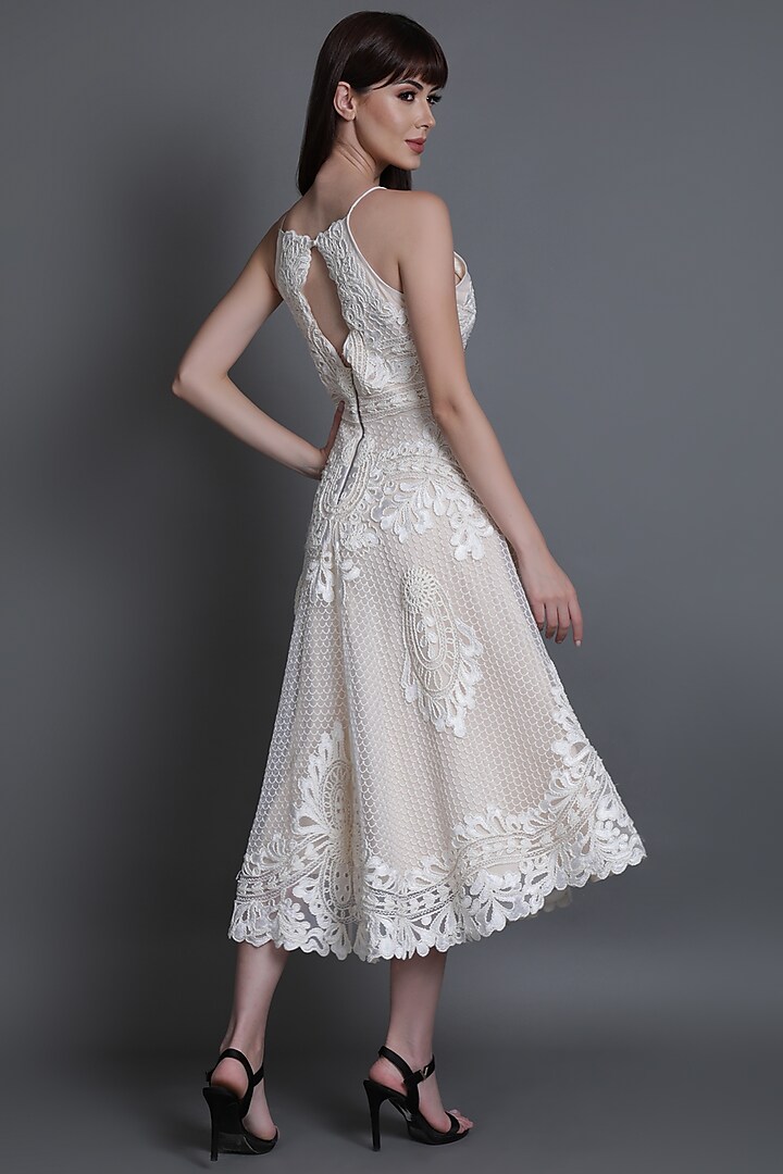 Ivory Embroidered Cocktail Dress by Estera at Pernia's Pop Up Shop