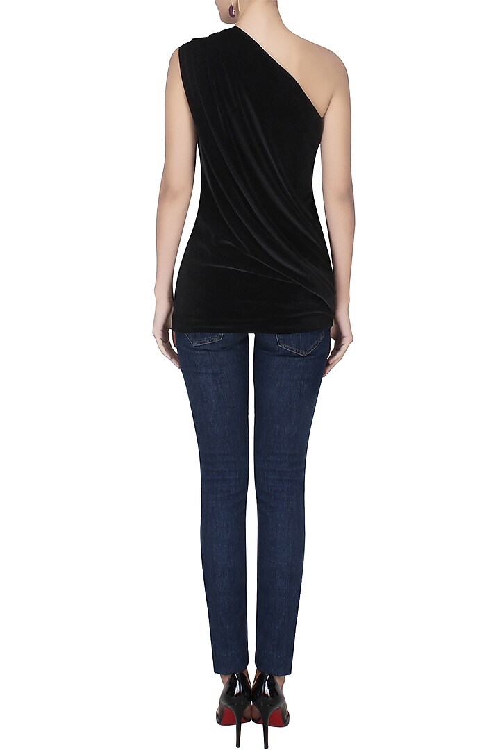 Black one shoulder drape top available only at Pernia's Pop Up Shop.