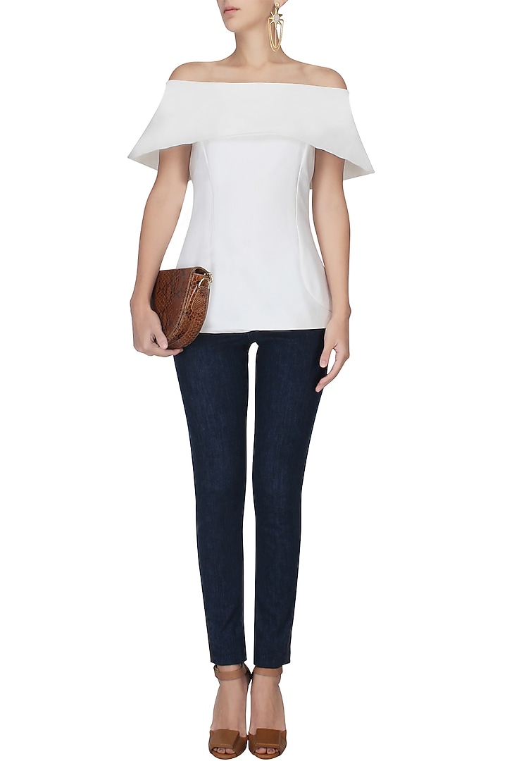 White bandeau off shoulder top available only at Pernia's Pop Up Shop.