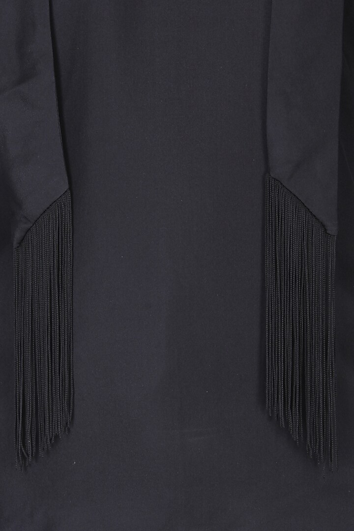 Black cold shoulder tie up top with silk tassels available only at Pernia's Pop Up Shop.