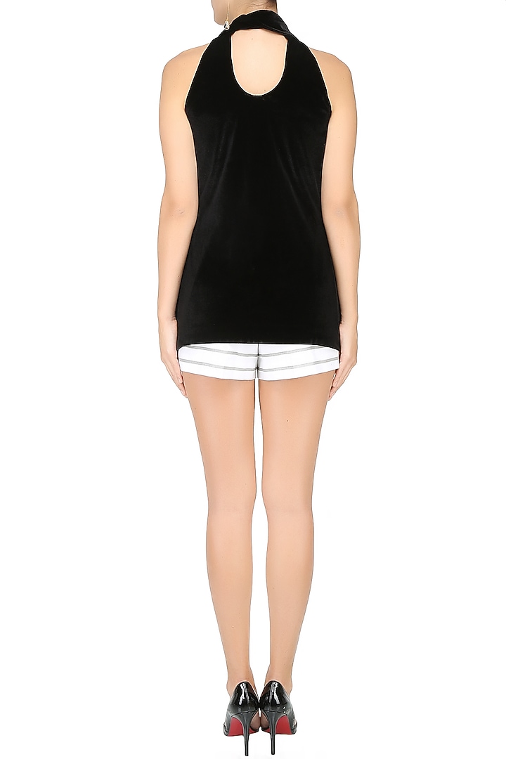 Black high neck tie up top with silk tassels available only at Pernia's Pop Up Shop.