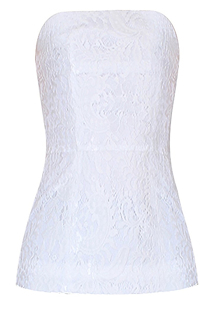 White Lace Corset Tube Top by Esse Vie