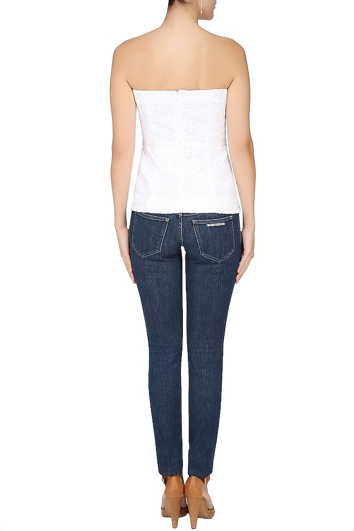 White lace corset tube top available only at Pernia's Pop Up Shop.