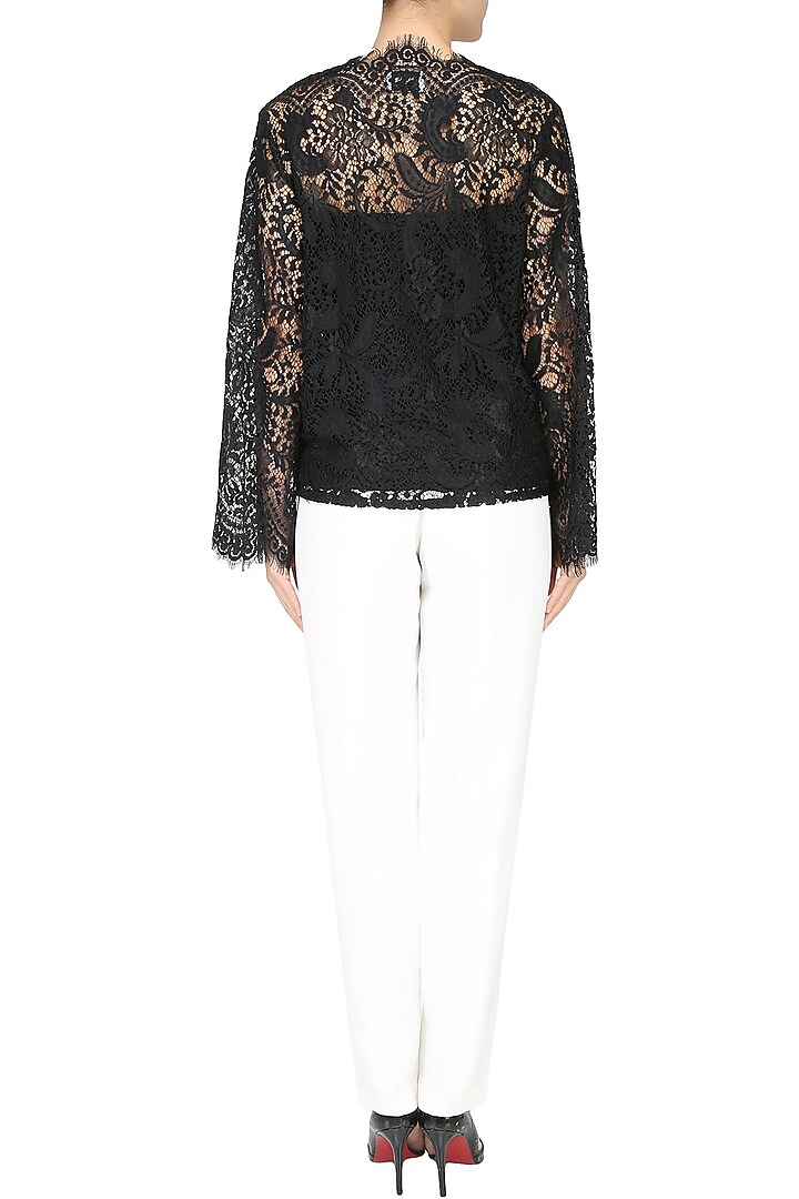 Black lace front open kimono cardigan available only at Pernia's Pop Up Shop.