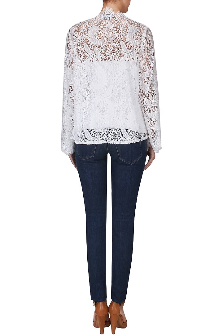 White lace front open kimono cardigan available only at Pernia's Pop Up Shop.