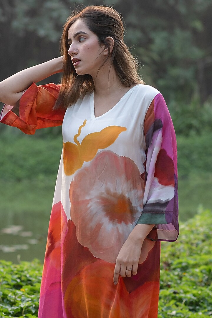 Ivory Viscose & Modal Digital Printed Kurta Set by ETAR at Pernia's Pop Up Shop