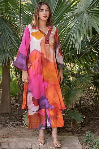 Ivory Viscose & Modal Digital Printed Kurta Set by ETAR