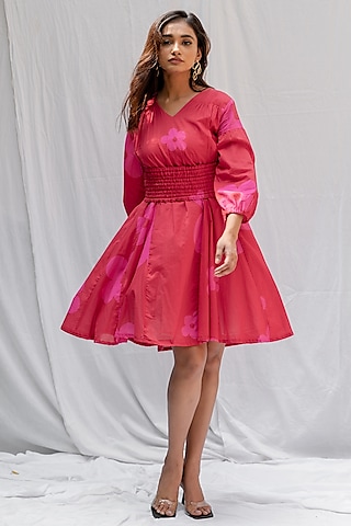 Buy COLOR BLOCK RED AND PINK DRESS for Women Online in India