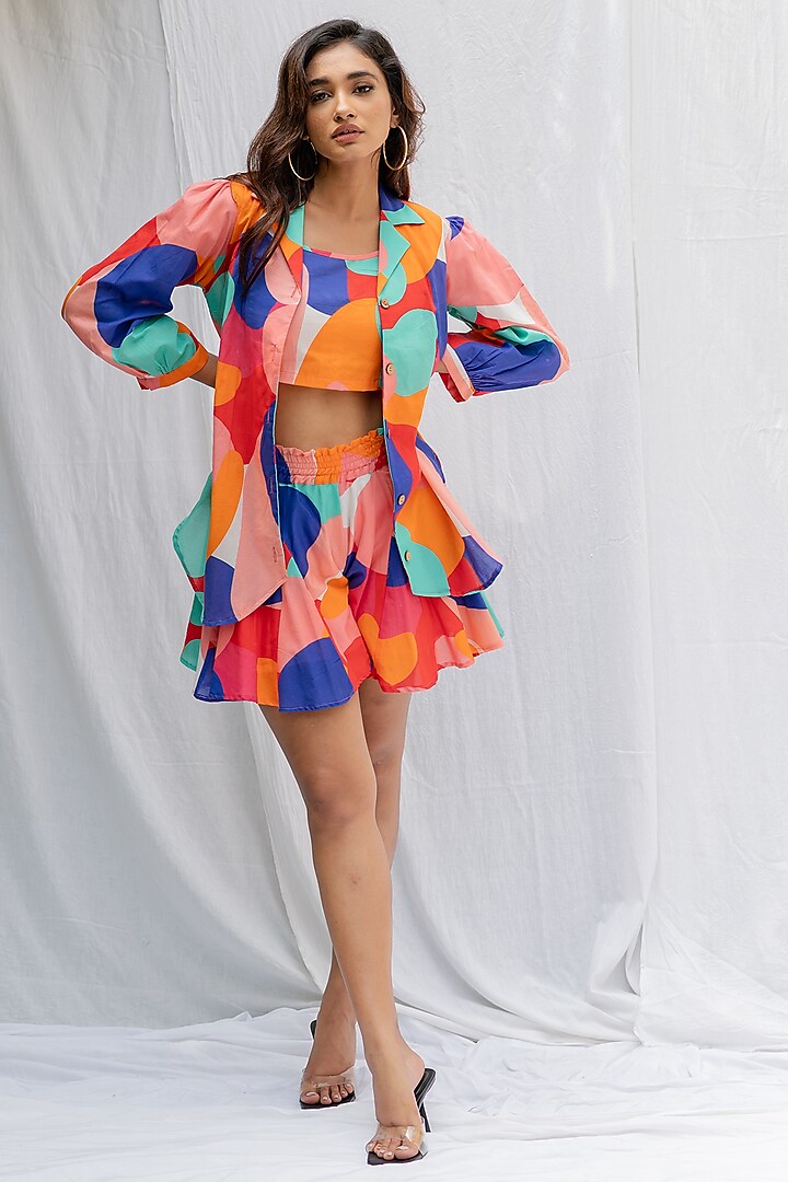 Multi-Colored Cotton Abstract Printed Shirt by ETAR at Pernia's Pop Up Shop