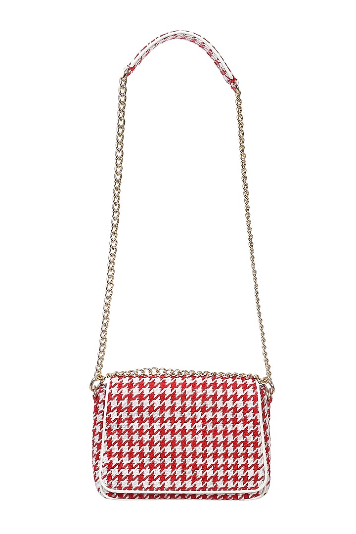 Red Woven Cotton Handbag by Etcetera