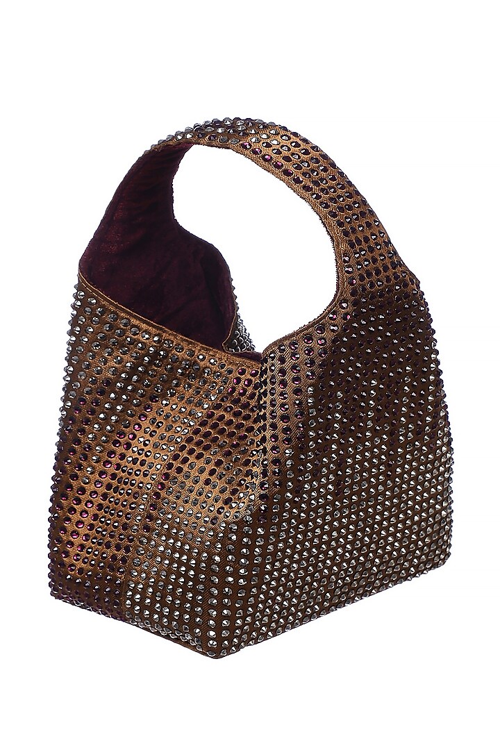 Copper & Wine Satin Rhinestone Embellished Handbag by Etcetera at Pernia's Pop Up Shop