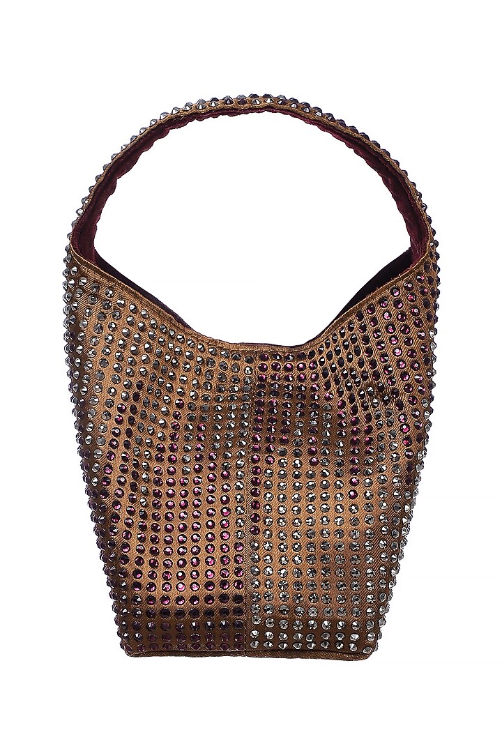 Copper & Wine Satin Rhinestone Embellished Handbag by Etcetera at Pernia's Pop Up Shop