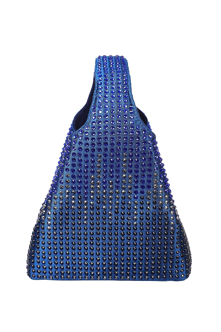 Blue & Black Satin Rhinestone Embellished Handbag by Etcetera at Pernia's Pop Up Shop