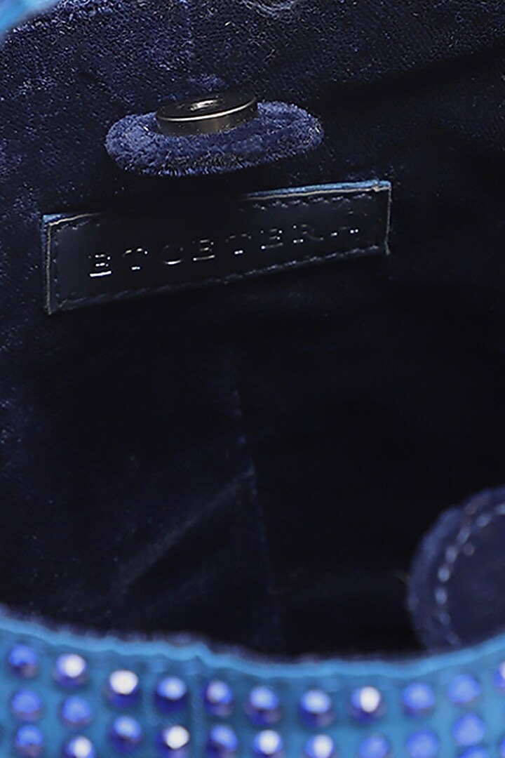 Blue & Black Satin Rhinestone Embellished Handbag by Etcetera at Pernia's Pop Up Shop