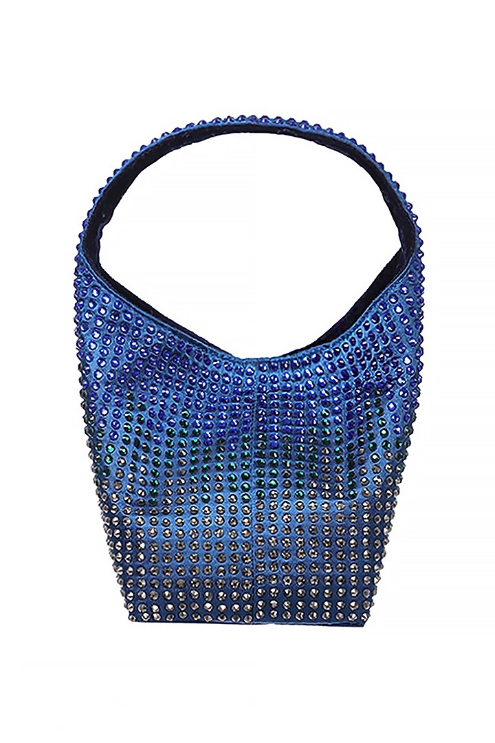 Blue & Green Satin Rhinestone Embellished Handbag by Etcetera at Pernia's Pop Up Shop
