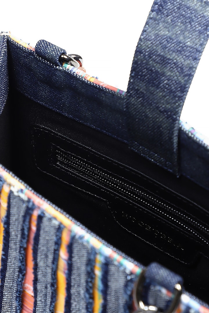 Blue & Orange Denim Stripe Mini Tote Bag by Etcetera at Pernia's Pop Up Shop
