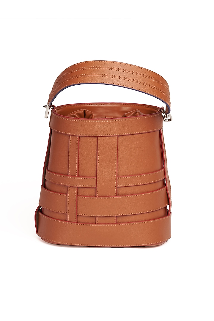 Tan Vegan Leather Bucket Bag by Etcetera at Pernia's Pop Up Shop