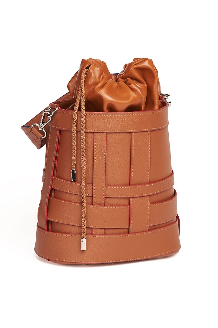 Tan Vegan Leather Bucket Bag by Etcetera at Pernia's Pop Up Shop