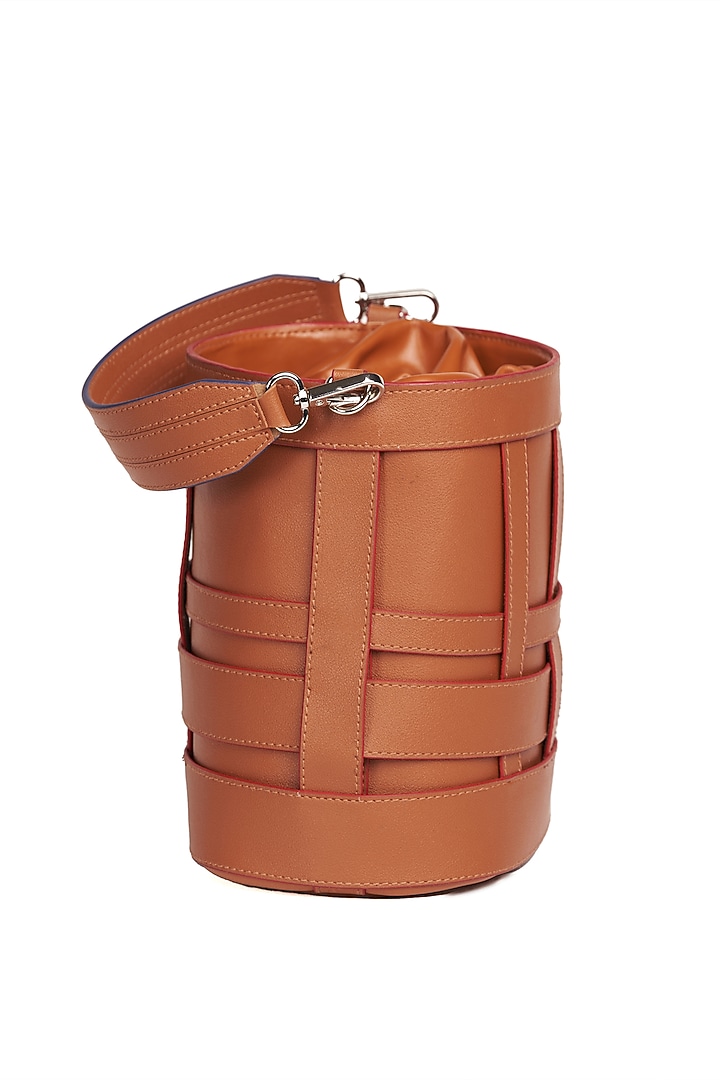 Tan Vegan Leather Bucket Bag by Etcetera at Pernia's Pop Up Shop