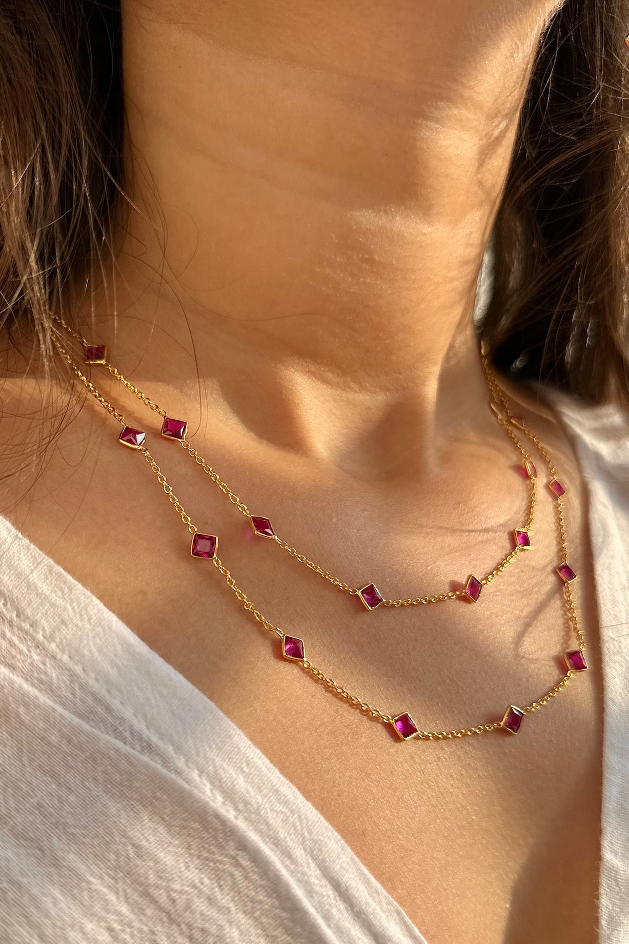 Eterno India - Gold Finish Pink Tourmaline Designer Necklace in Sterling Silver for Women at Pernia's Pop Up Shop