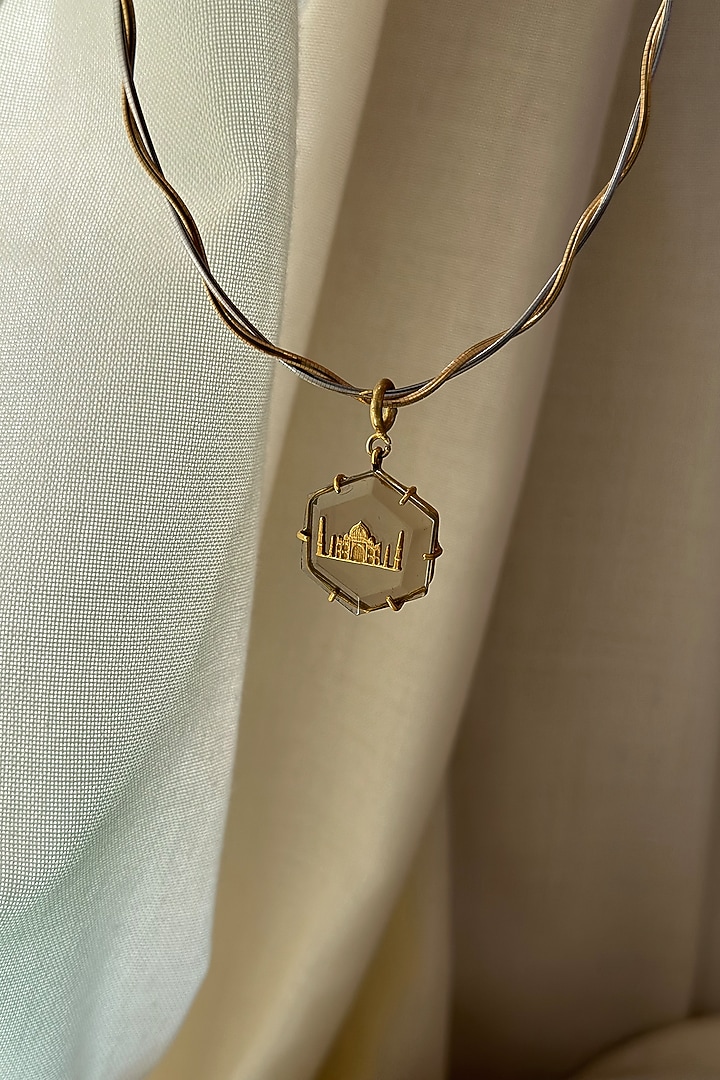 Gold Finish Smoky Quartz Necklace In Sterling Silver by Eterno India at Pernia's Pop Up Shop