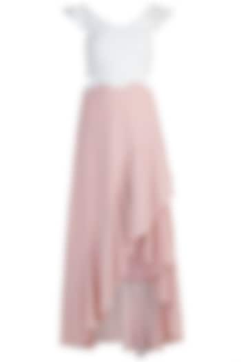 White & Pink A-Line Maxi Dress by Etre