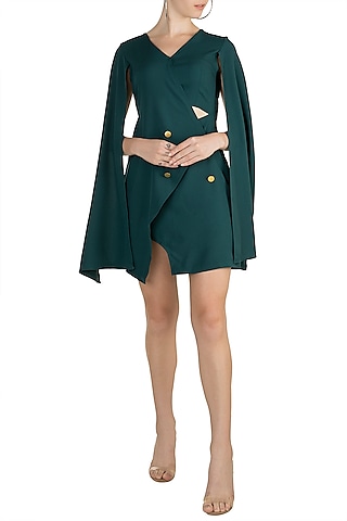 Teal Asymmetric Trench Dress by Etre
