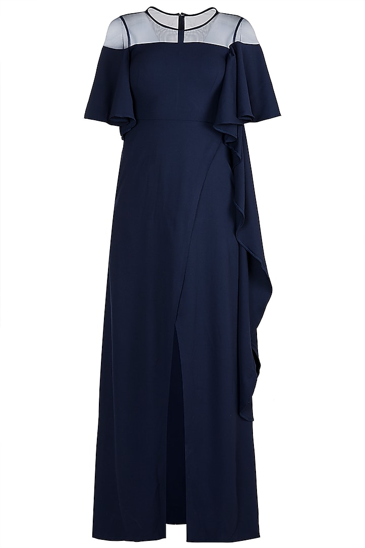 Navy Blue Overlap Maxi Dress by Etre