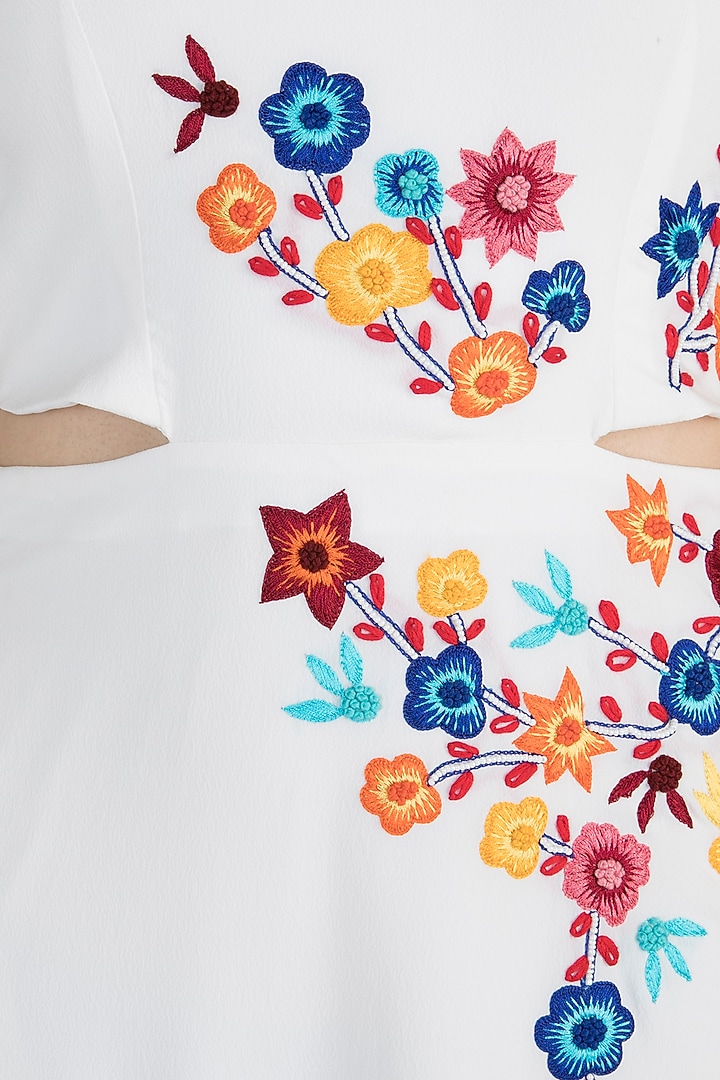 White Hand Embroidered Maxi Summer Dress by Etre at Pernia's Pop Up Shop